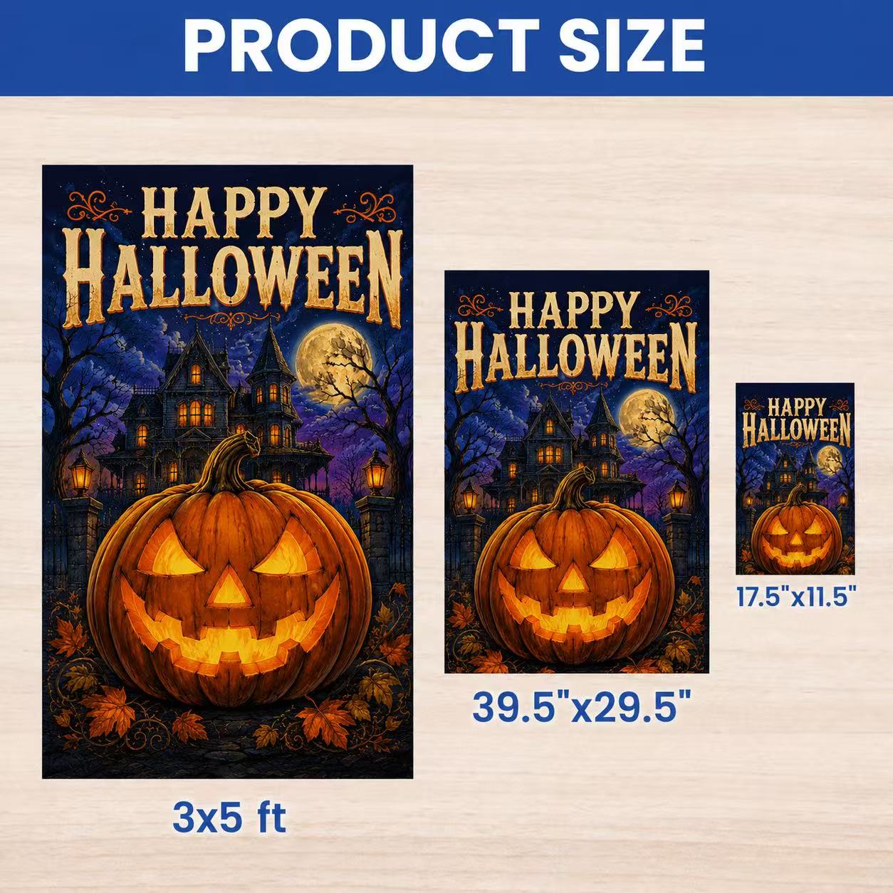 Happy Halloween Haunted House Pumpkin Garden Flag