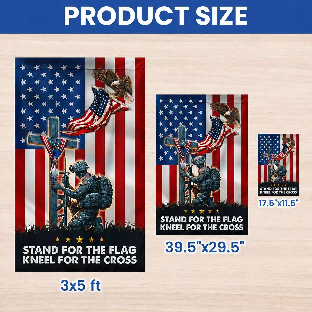 Stand For The Flag Cross Flag, Patriotic Christ Decor for Memorial Veterans Day