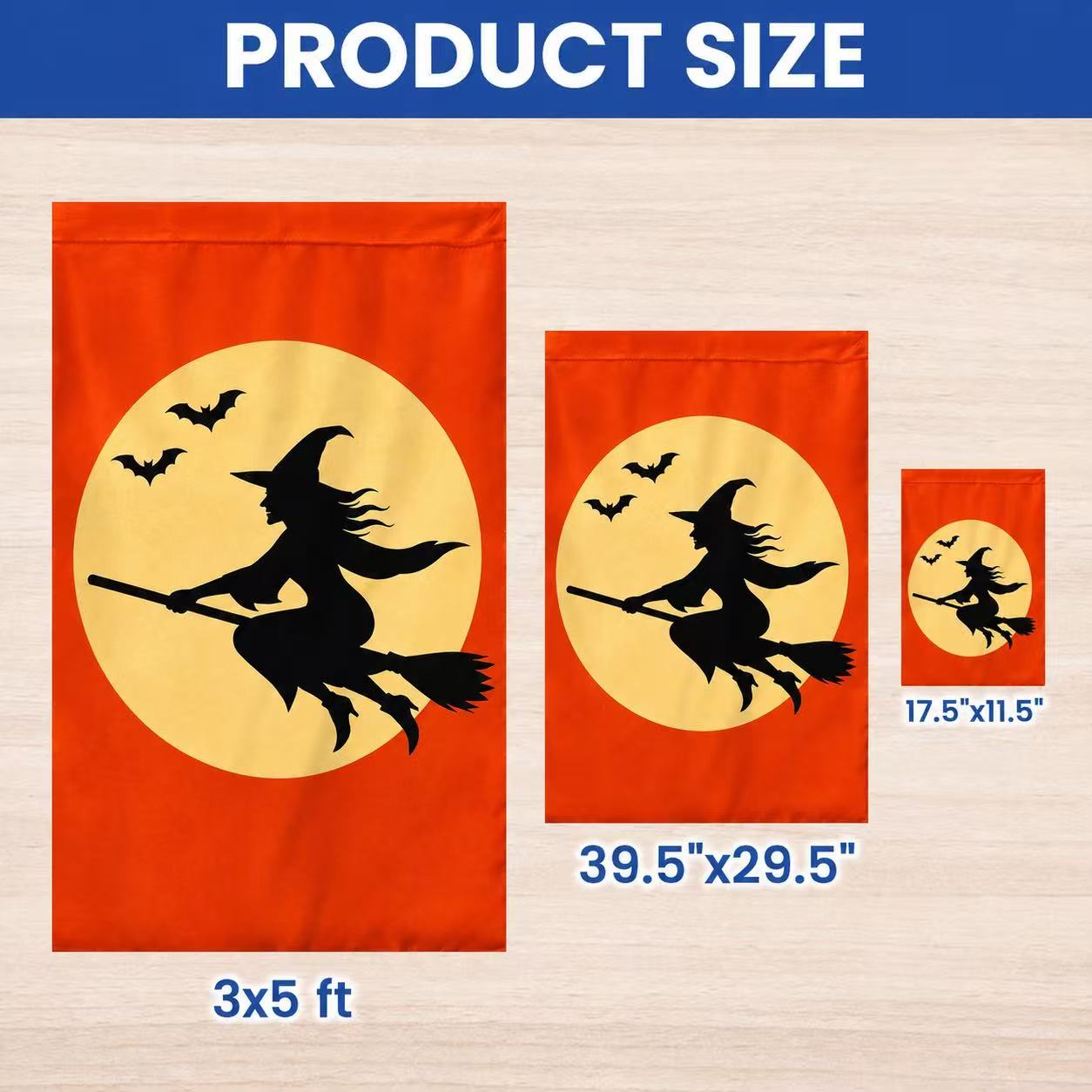 Halloween Flying Witch Full Moon House Flag