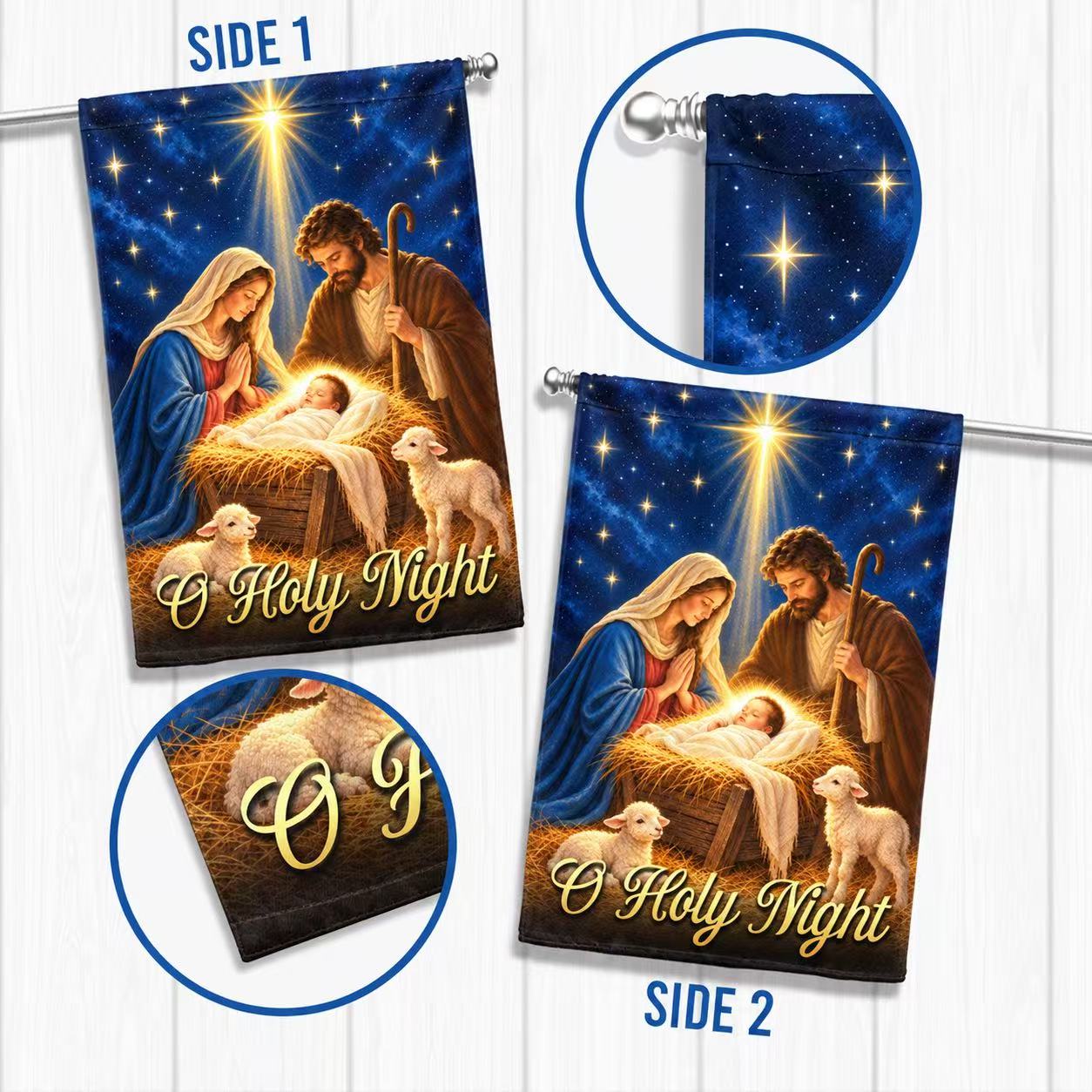 Christmas Garden Flag Nativity Of Jesus, O Holy Night Child Is Born