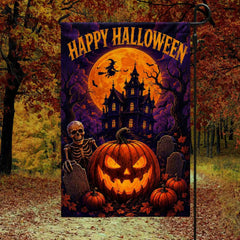 Halloween Haunted House Pumpkin Garden Flag