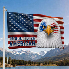 Patriotic Flag, Bald Eagle Proud to Be American Grommet Flag