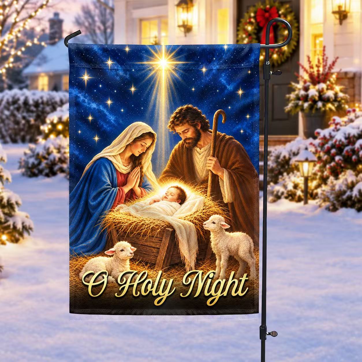 Christmas Garden Flag Nativity Of Jesus, O Holy Night Child Is Born