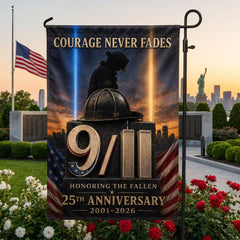 Courage Never Fades – 9/11 25th Anniversary Firefighter Memorial Flag