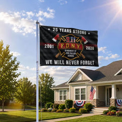 25 Years Strong – We Will Never Forget 9/11 Firefighter Memorial Flag