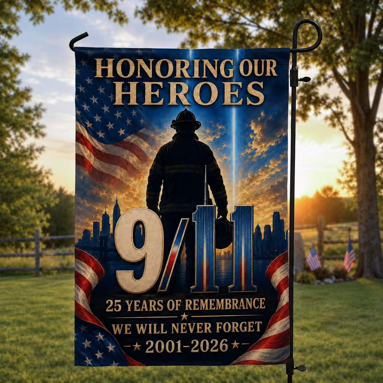 Honoring Our Heroes – 9/11 25th Anniversary Firefighter Memorial Flag