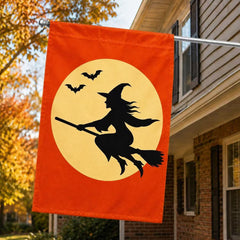 Halloween Flying Witch Full Moon House Flag
