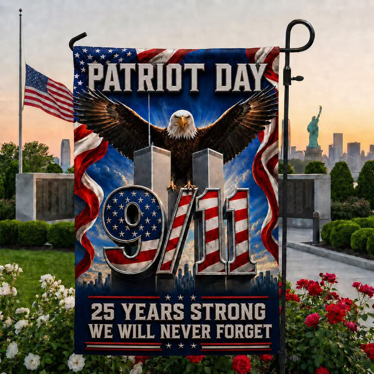 25 Years Strong – We Will Never Forget 9/11 Memorial Flag