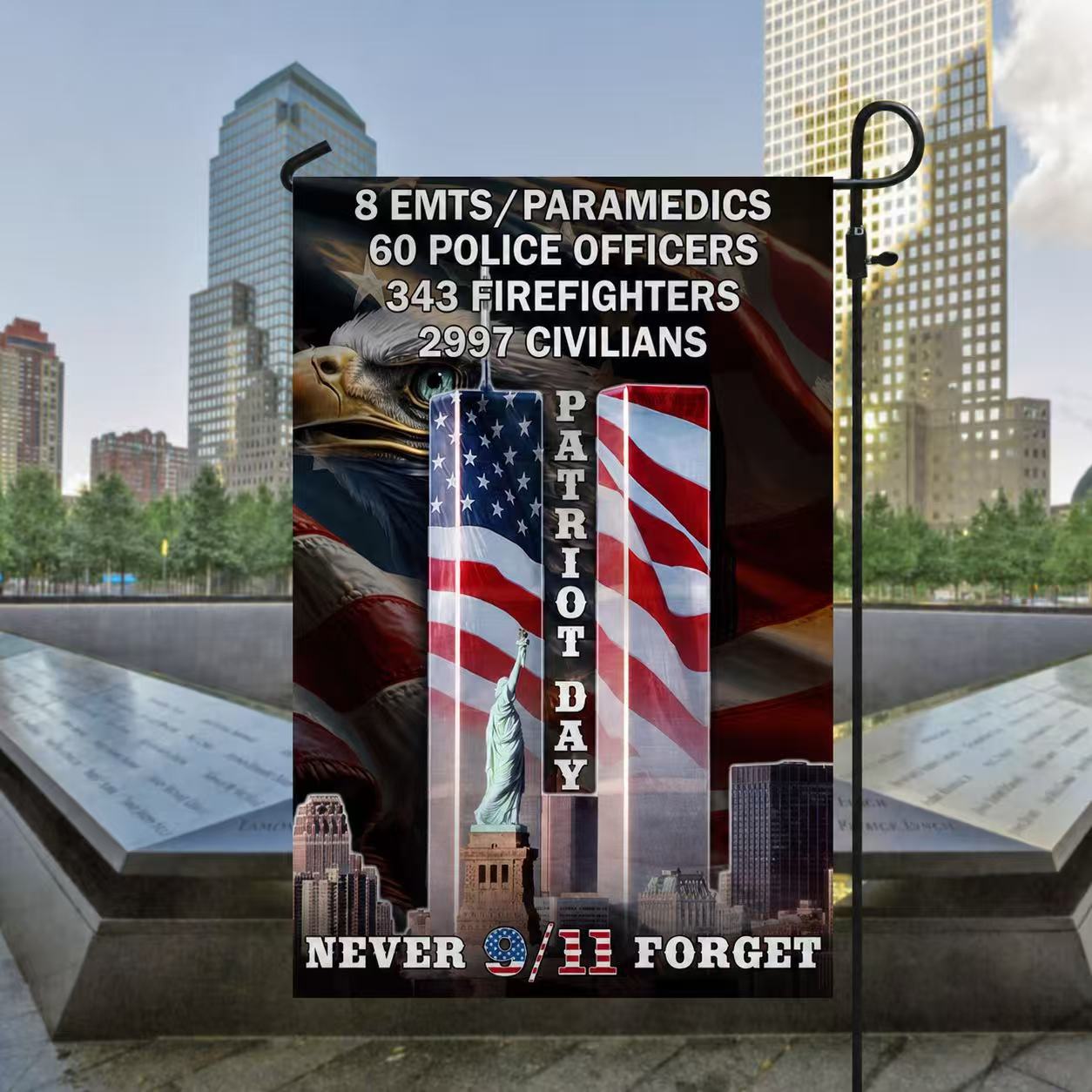 Never Forget 9/11 Patriot Day Eagle American Flag