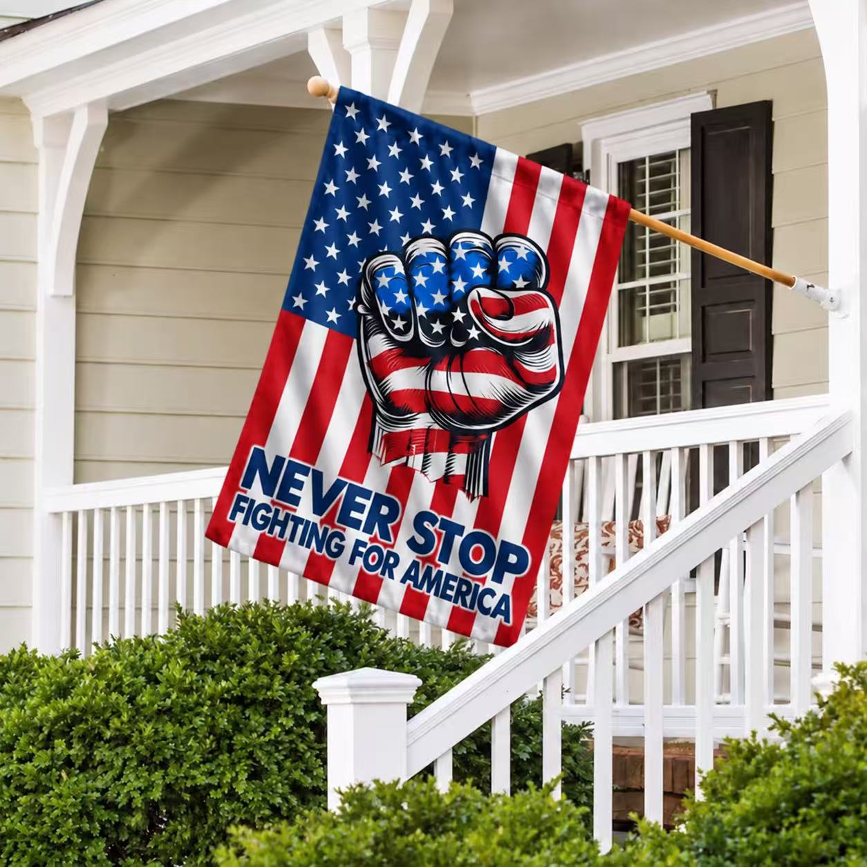 Never Stop Fighting for America Patriotic Flag