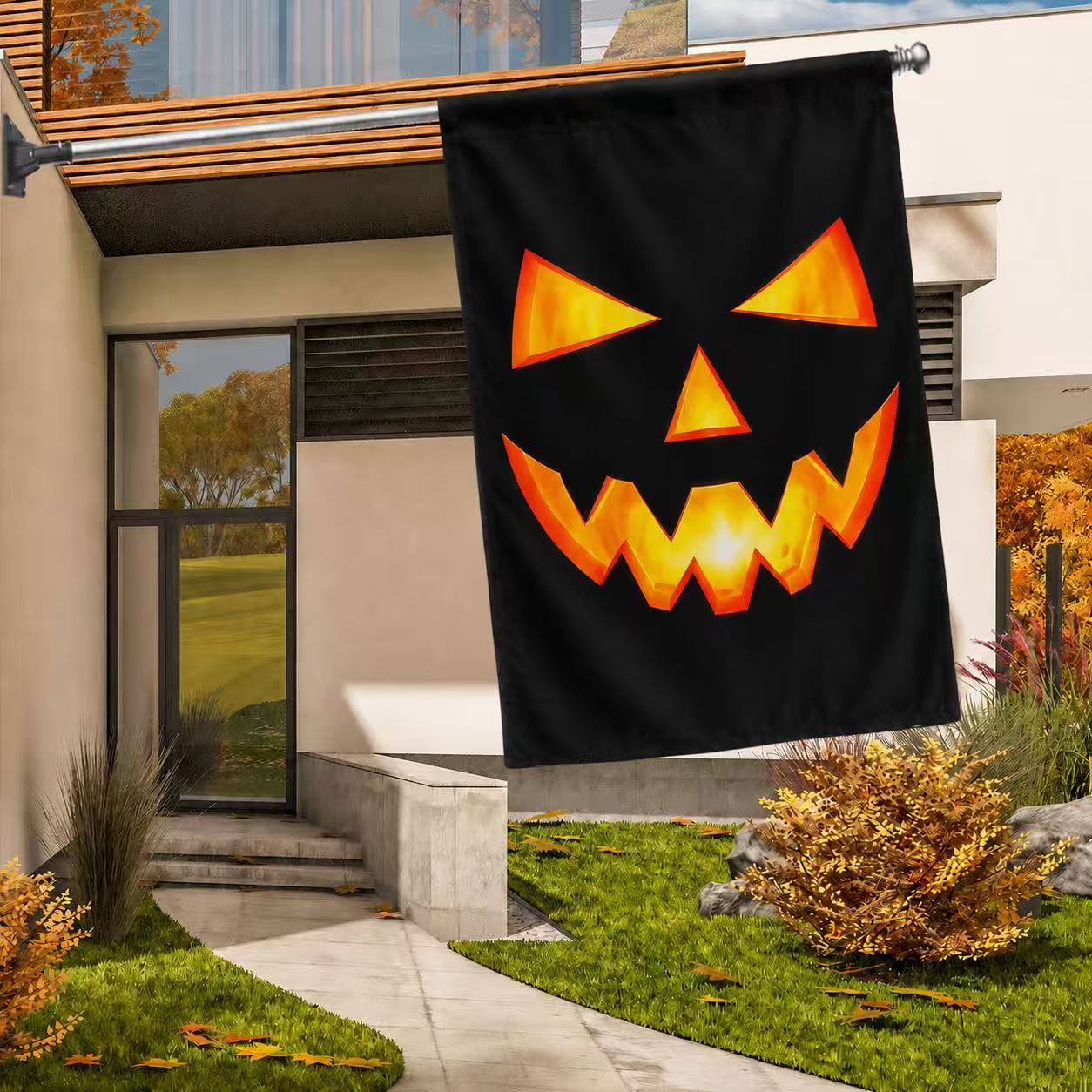 Spooky Jack O’ Lantern Face Halloween Garden Flag